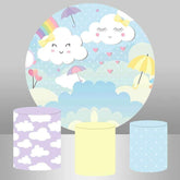 Aperturee Round Love Rainbow White Clouds Baby Shower Backdrop